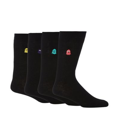 Red Herring Pack of four black ghost embroidered ankle socks